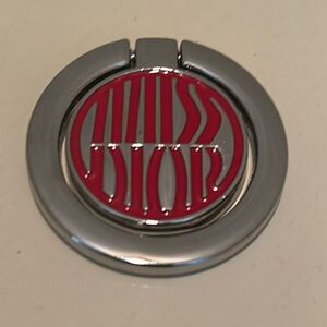 Miss Dior Silver Tone Red Logo Smartphone Ring Holder Luxury Accessory New